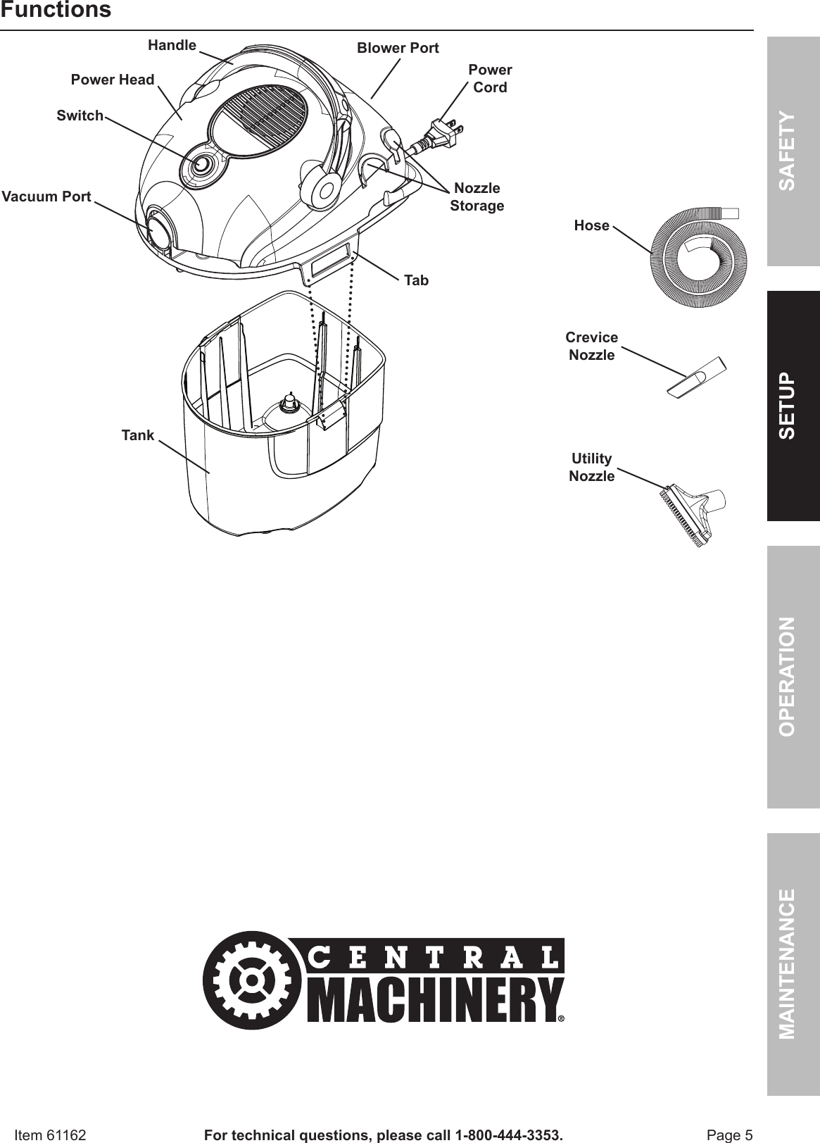 Page 5 of 12 - Harbor-Freight Harbor-Freight-2-1-2-Gal-Wet-Dry-Vacuum-Blower-Product-Manual-  Harbor-freight-2-1-2-gal-wet-dry-vacuum-blower-product-manual