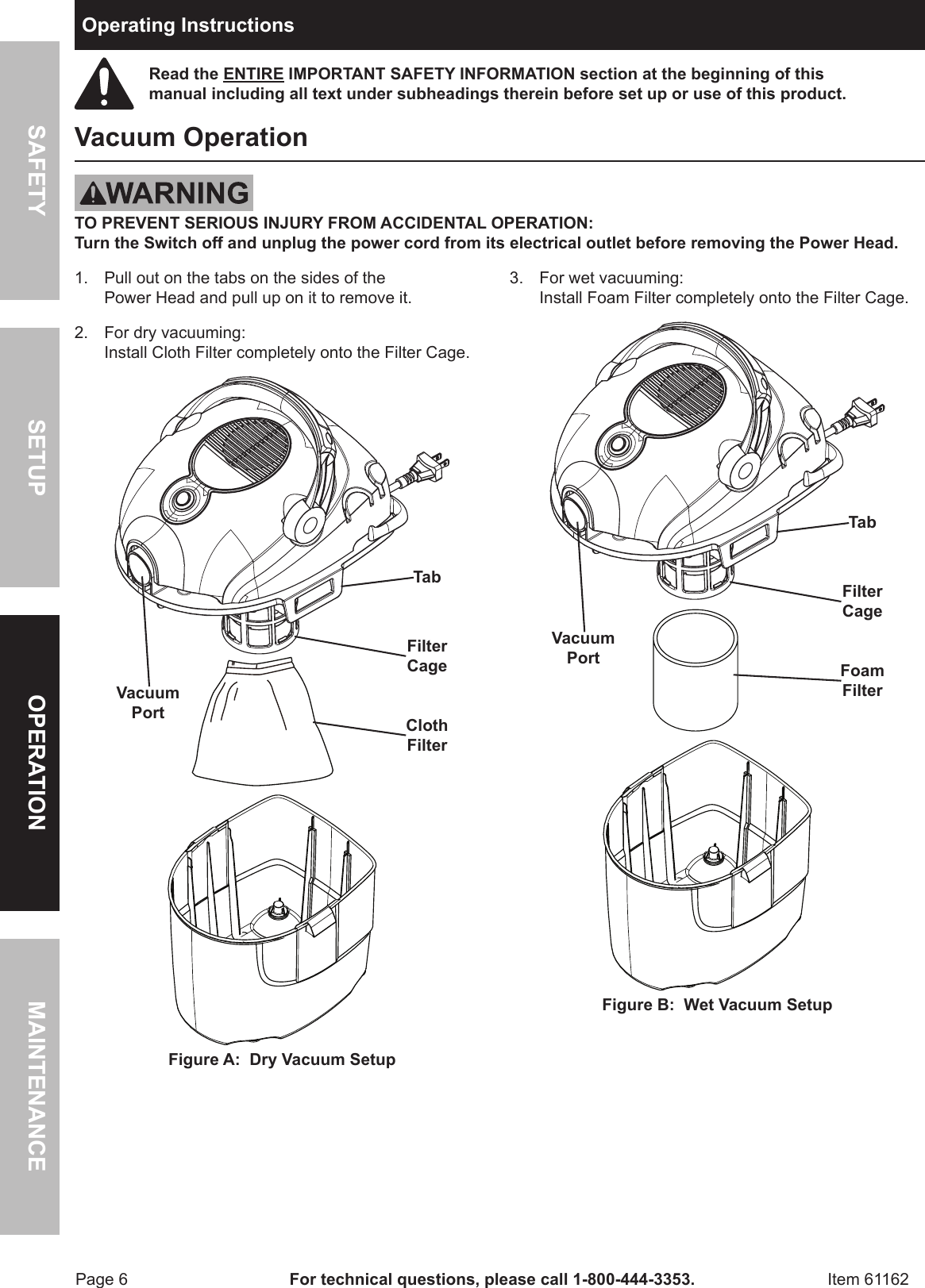 Page 6 of 12 - Harbor-Freight Harbor-Freight-2-1-2-Gal-Wet-Dry-Vacuum-Blower-Product-Manual-  Harbor-freight-2-1-2-gal-wet-dry-vacuum-blower-product-manual