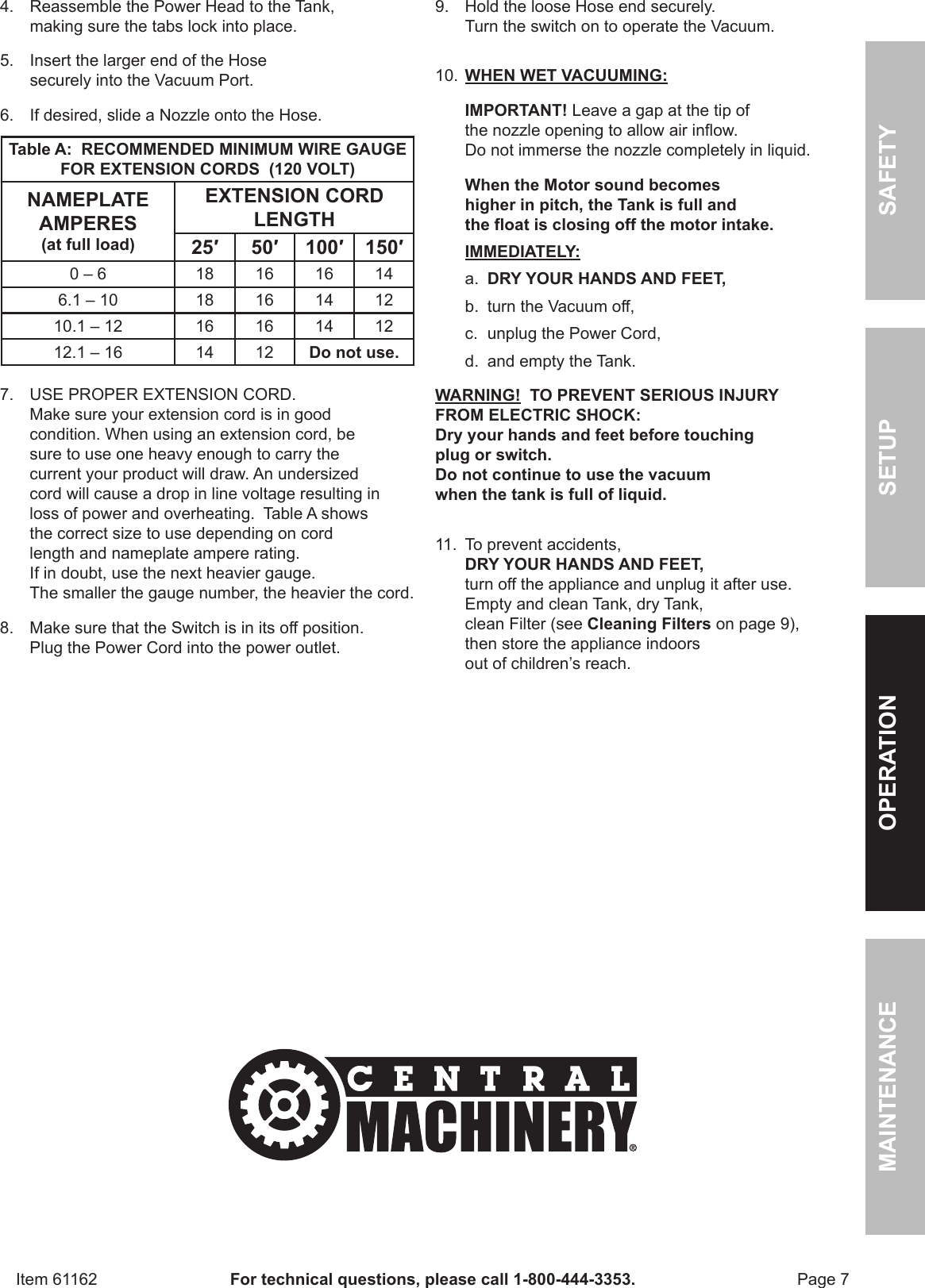 Page 7 of 12 - Harbor-Freight Harbor-Freight-2-1-2-Gal-Wet-Dry-Vacuum-Blower-Product-Manual-  Harbor-freight-2-1-2-gal-wet-dry-vacuum-blower-product-manual