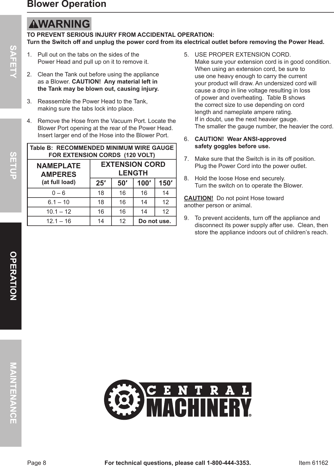 Page 8 of 12 - Harbor-Freight Harbor-Freight-2-1-2-Gal-Wet-Dry-Vacuum-Blower-Product-Manual-  Harbor-freight-2-1-2-gal-wet-dry-vacuum-blower-product-manual