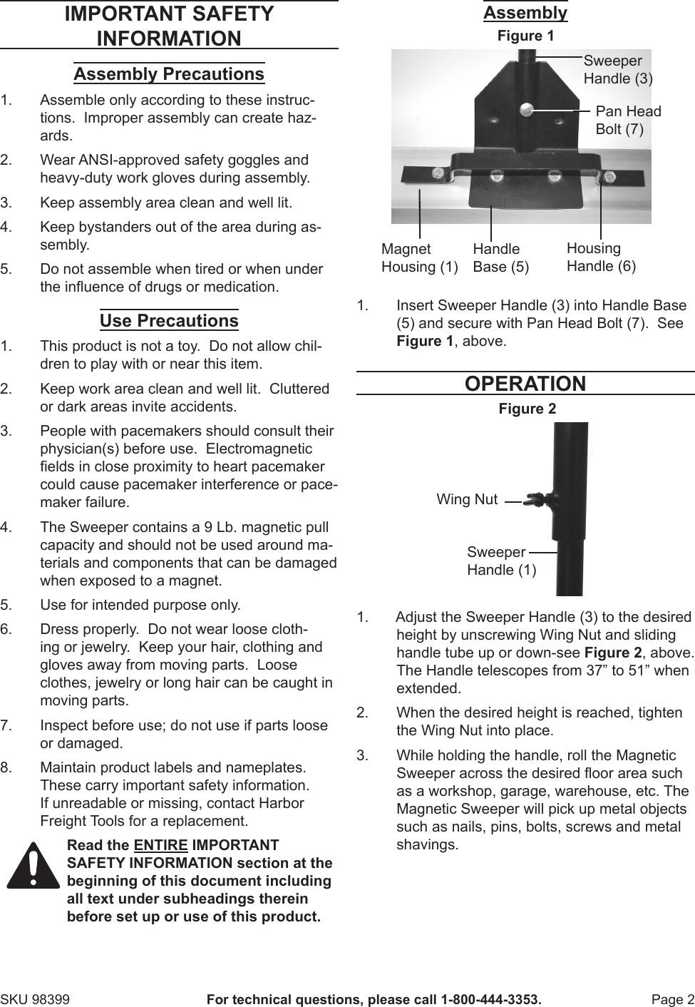 Harbor Freight 22 In Floor Sweeper With Release Product Manual