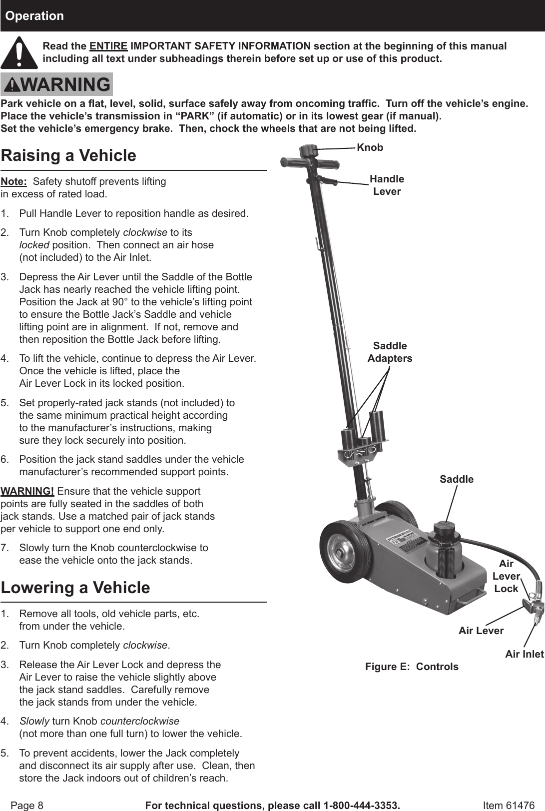 Page 8 of 12 - Harbor-Freight Harbor-Freight-22-Ton-Air-Hydraulic-Floor-Jack-Product-Manual-  Harbor-freight-22-ton-air-hydraulic-floor-jack-product-manual