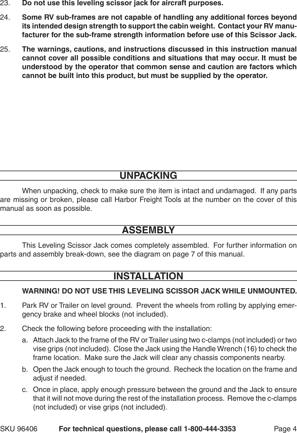 Page 4 of 7 - Harbor-Freight Harbor-Freight-2-5-Ton-Scissor-Jack-Product-Manual- Harbor-freight-2-5-ton-scissor-jack-product-manual