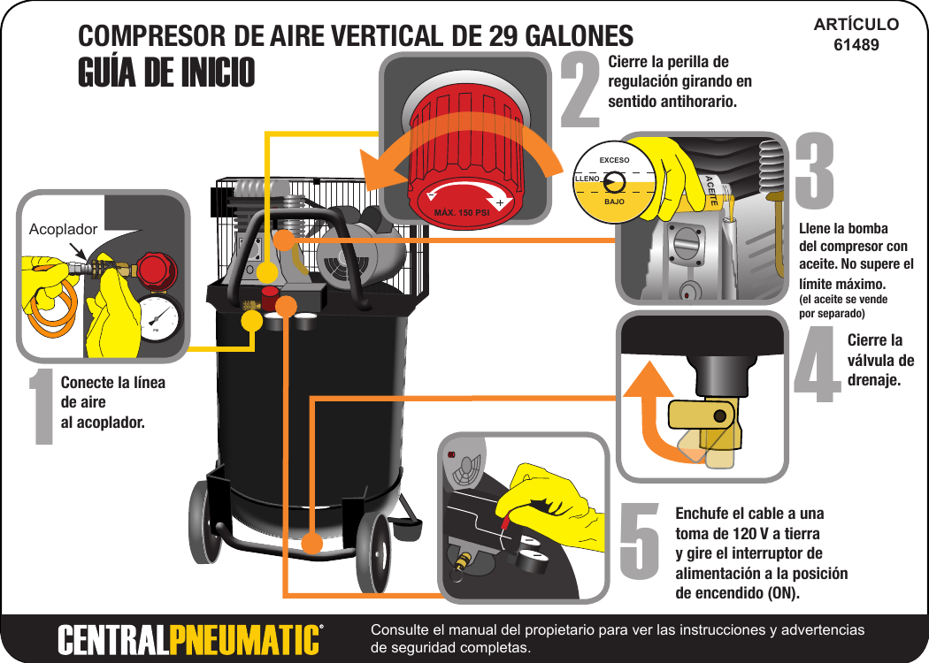 Page 3 of 4 - Harbor-Freight Harbor-Freight-29-Gal-2-Hp-150-Psi-Cast-Iron-Vertical-Air-Compressor-Quick-Start-Manual-  Harbor-freight-29-gal-2-hp-150-psi-cast-iron-vertical-air-compressor-quick-start-manual
