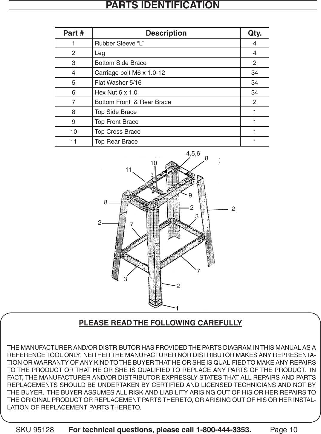 Page 10 of 11 - Harbor-Freight Harbor-Freight-29-In-Heavy-Duty-Tool-Stand-Product-Manual-  Harbor-freight-29-in-heavy-duty-tool-stand-product-manual
