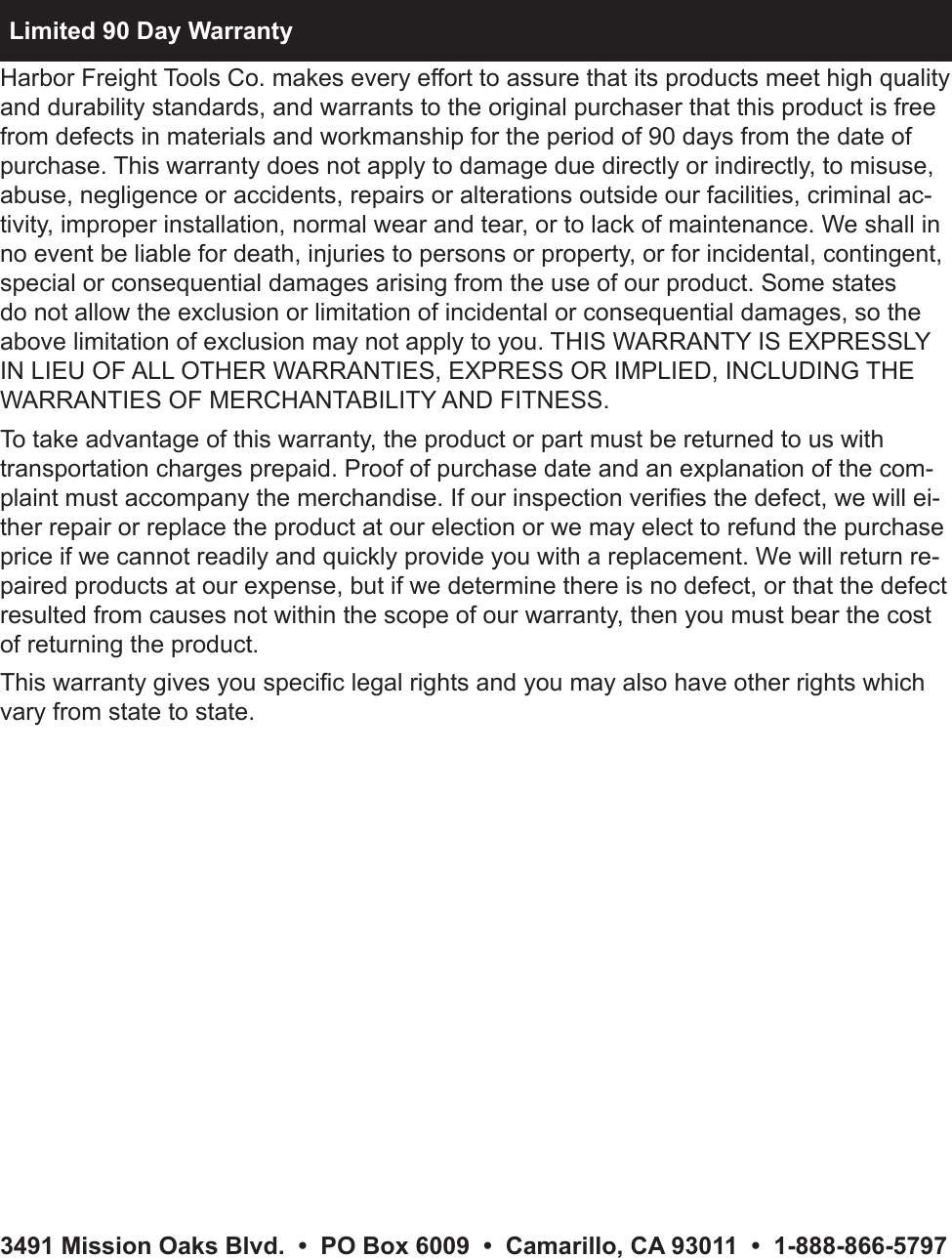 Page 12 of 12 - Harbor-Freight Harbor-Freight-2-In-Mini-Bench-Top-Cut-Off-Saw-Product-Manual-  Harbor-freight-2-in-mini-bench-top-cut-off-saw-product-manual