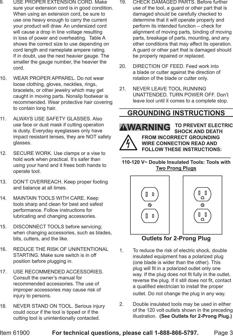 Page 3 of 12 - Harbor-Freight Harbor-Freight-2-In-Mini-Bench-Top-Cut-Off-Saw-Product-Manual-  Harbor-freight-2-in-mini-bench-top-cut-off-saw-product-manual