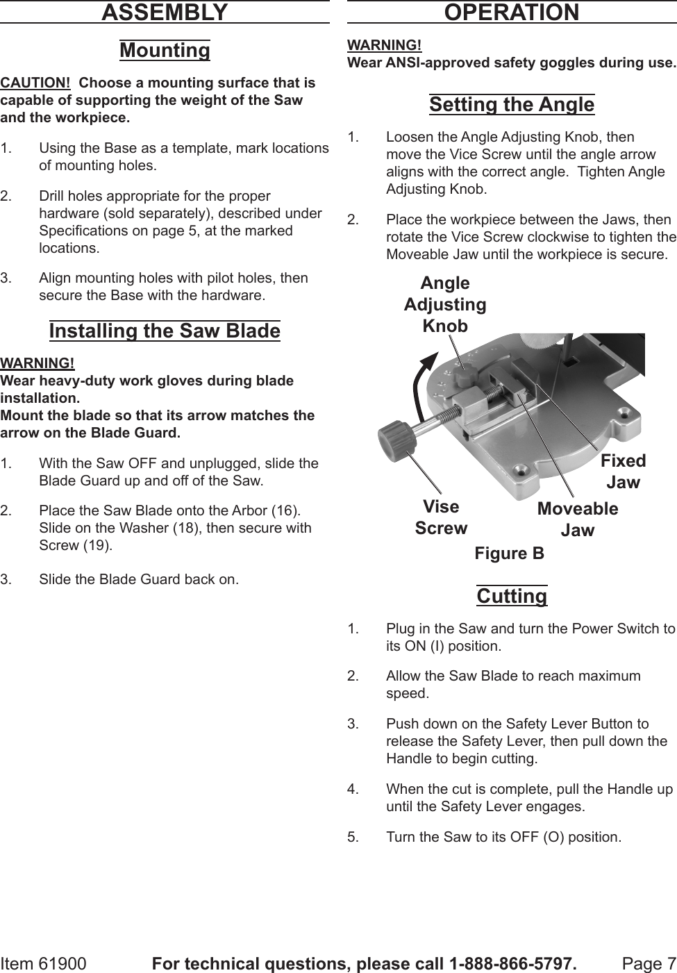 Page 7 of 12 - Harbor-Freight Harbor-Freight-2-In-Mini-Bench-Top-Cut-Off-Saw-Product-Manual-  Harbor-freight-2-in-mini-bench-top-cut-off-saw-product-manual