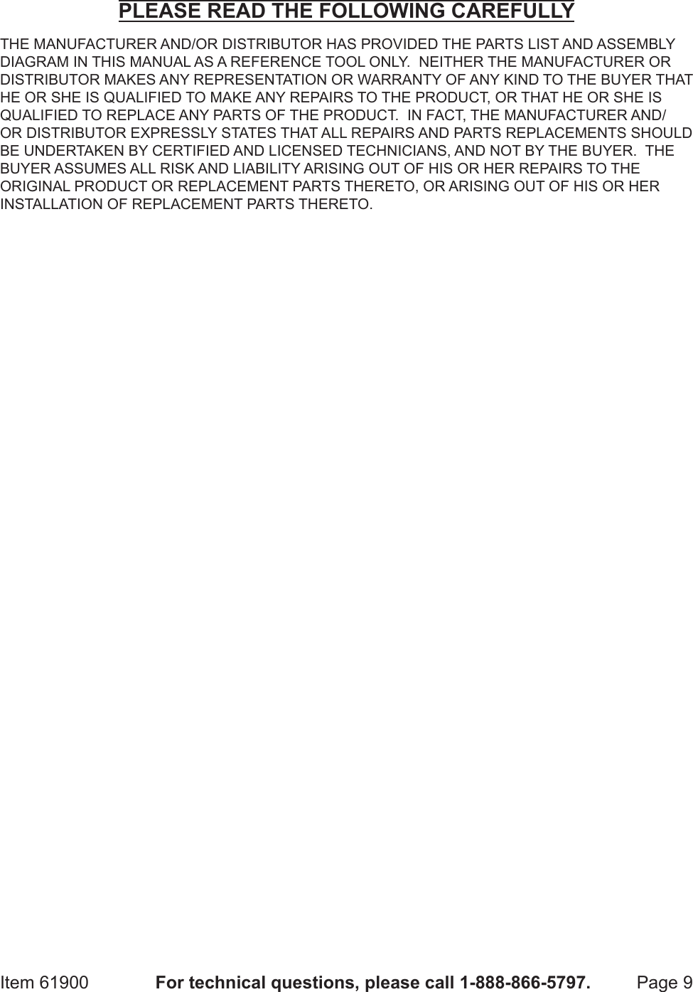 Page 9 of 12 - Harbor-Freight Harbor-Freight-2-In-Mini-Bench-Top-Cut-Off-Saw-Product-Manual-  Harbor-freight-2-in-mini-bench-top-cut-off-saw-product-manual