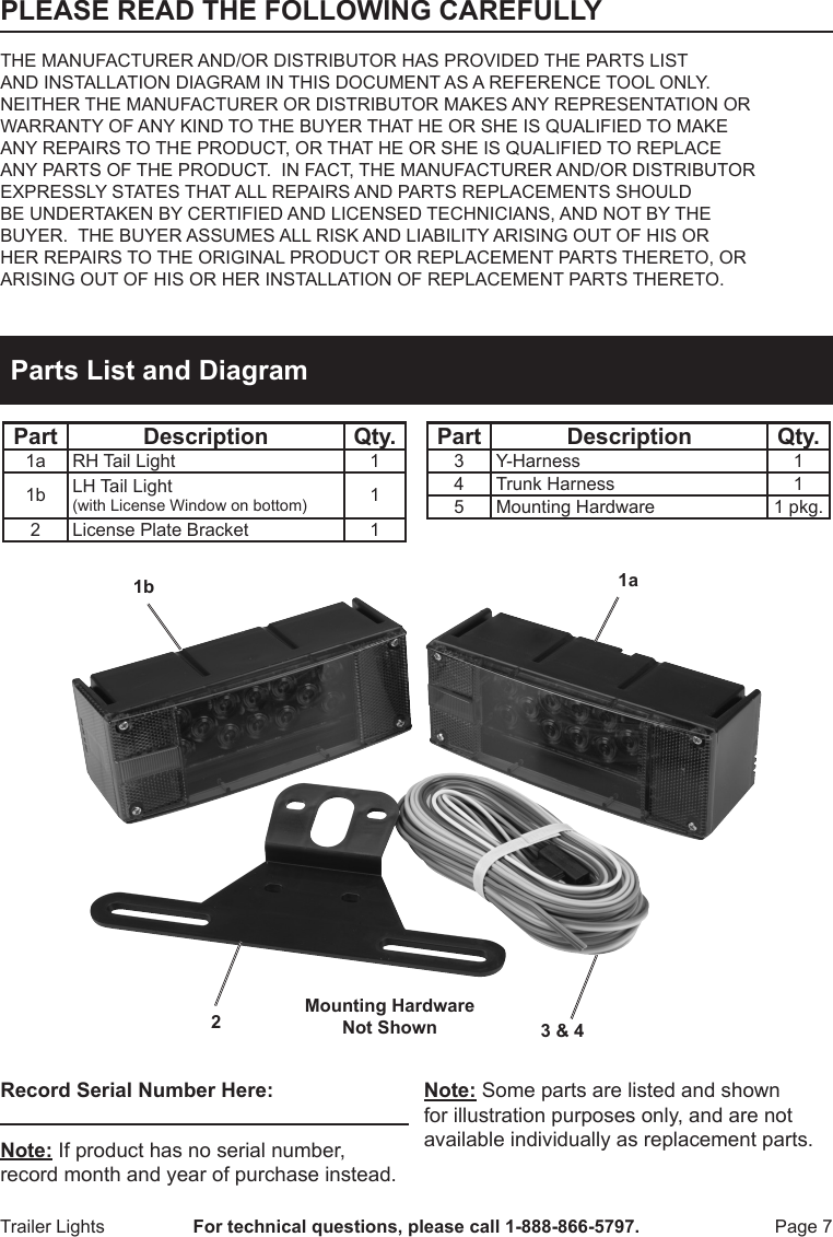 Page 7 of 8 - Harbor-Freight Harbor-Freight-2-Pc-Submersible-Trailer-Lights-Product-Manual-  Harbor-freight-2-pc-submersible-trailer-lights-product-manual