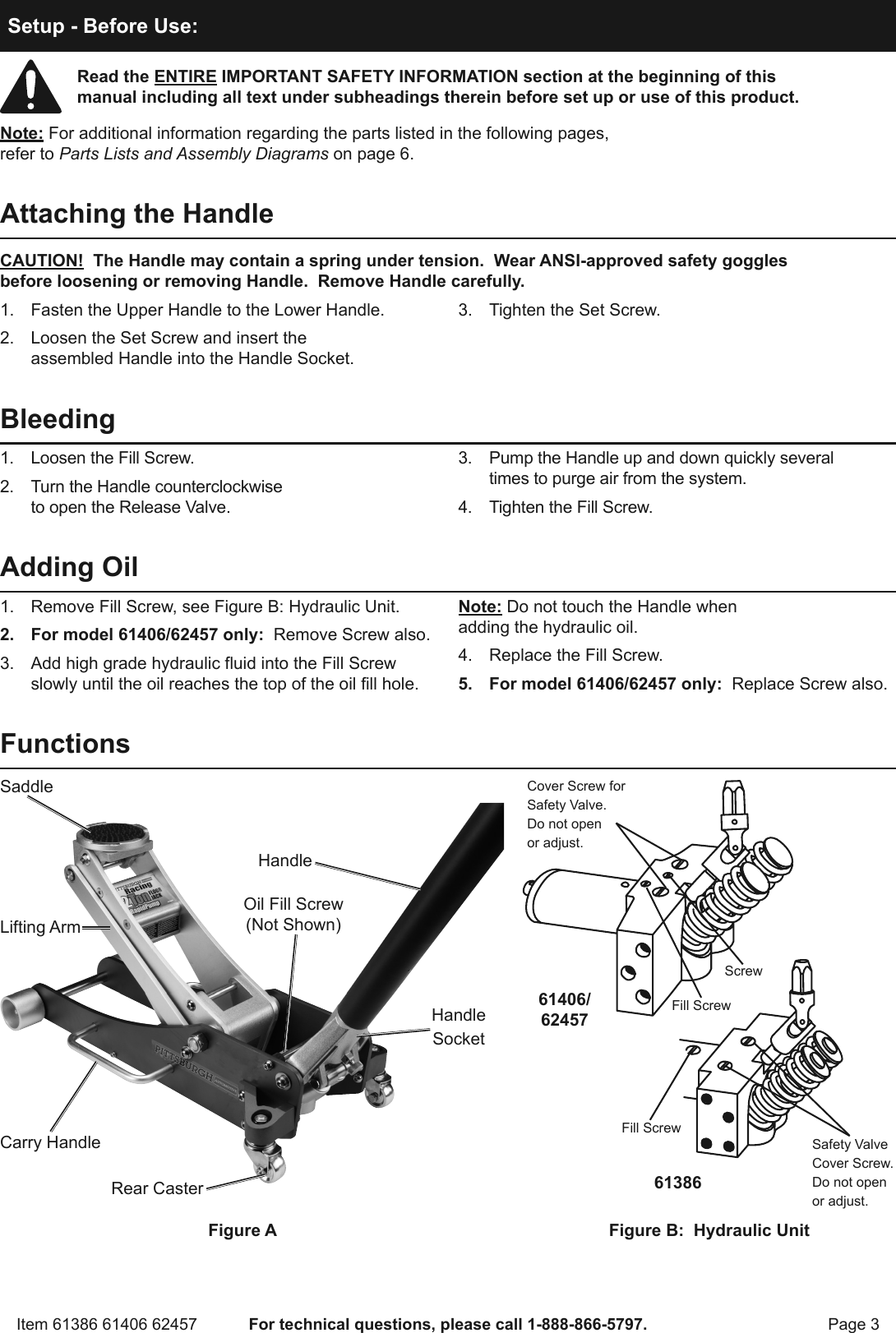 Page 3 of 8 - Harbor-Freight Harbor-Freight-2-Ton-Aluminum-Racing-Floor-Jack-With-Rapidpump-Product-Manual-  Harbor-freight-2-ton-aluminum-racing-floor-jack-with-rapidpump-product-manual