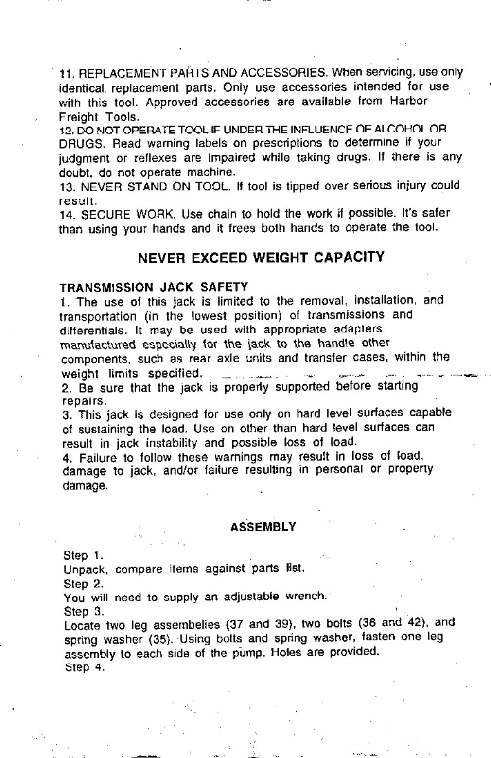 Page 3 of 6 - Harbor-Freight Harbor-Freight-3000-Lb-2-Stage-Transmission-Jack-Product-Manual- 33884  Harbor-freight-3000-lb-2-stage-transmission-jack-product-manual