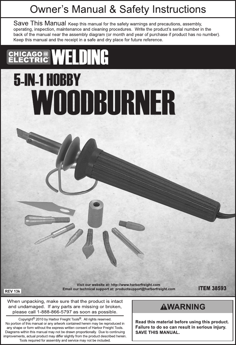 Page 1 of 12 - Harbor-Freight Harbor-Freight-30-Watt-5-In-1-Hobby-Woodburner-Product-Manual-  Harbor-freight-30-watt-5-in-1-hobby-woodburner-product-manual