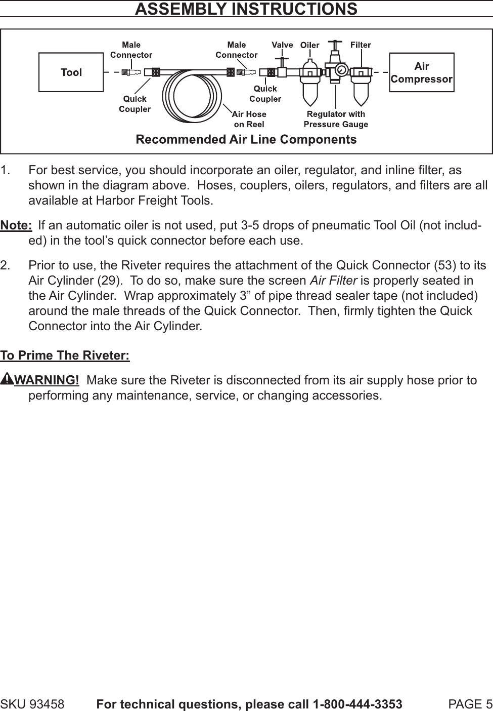 Page 5 of 12 - Harbor-Freight Harbor-Freight-3-16-In-Air-Hydraulic-Riveter-Product-Manual-  Harbor-freight-3-16-in-air-hydraulic-riveter-product-manual