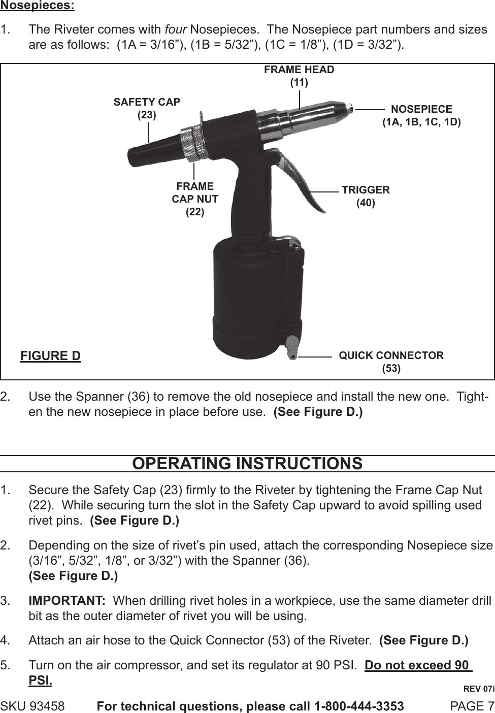 Page 7 of 12 - Harbor-Freight Harbor-Freight-3-16-In-Air-Hydraulic-Riveter-Product-Manual-  Harbor-freight-3-16-in-air-hydraulic-riveter-product-manual
