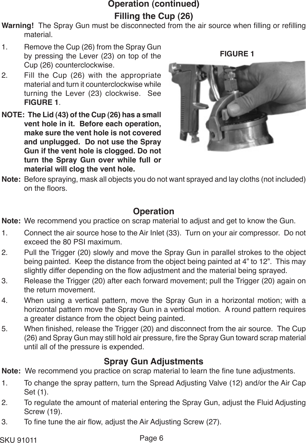 Page 6 of 10 - Harbor-Freight Harbor-Freight-32-Oz-Automotive-Siphon-Feed-Air-Spray-Gun-Product-Manual-  Harbor-freight-32-oz-automotive-siphon-feed-air-spray-gun-product-manual