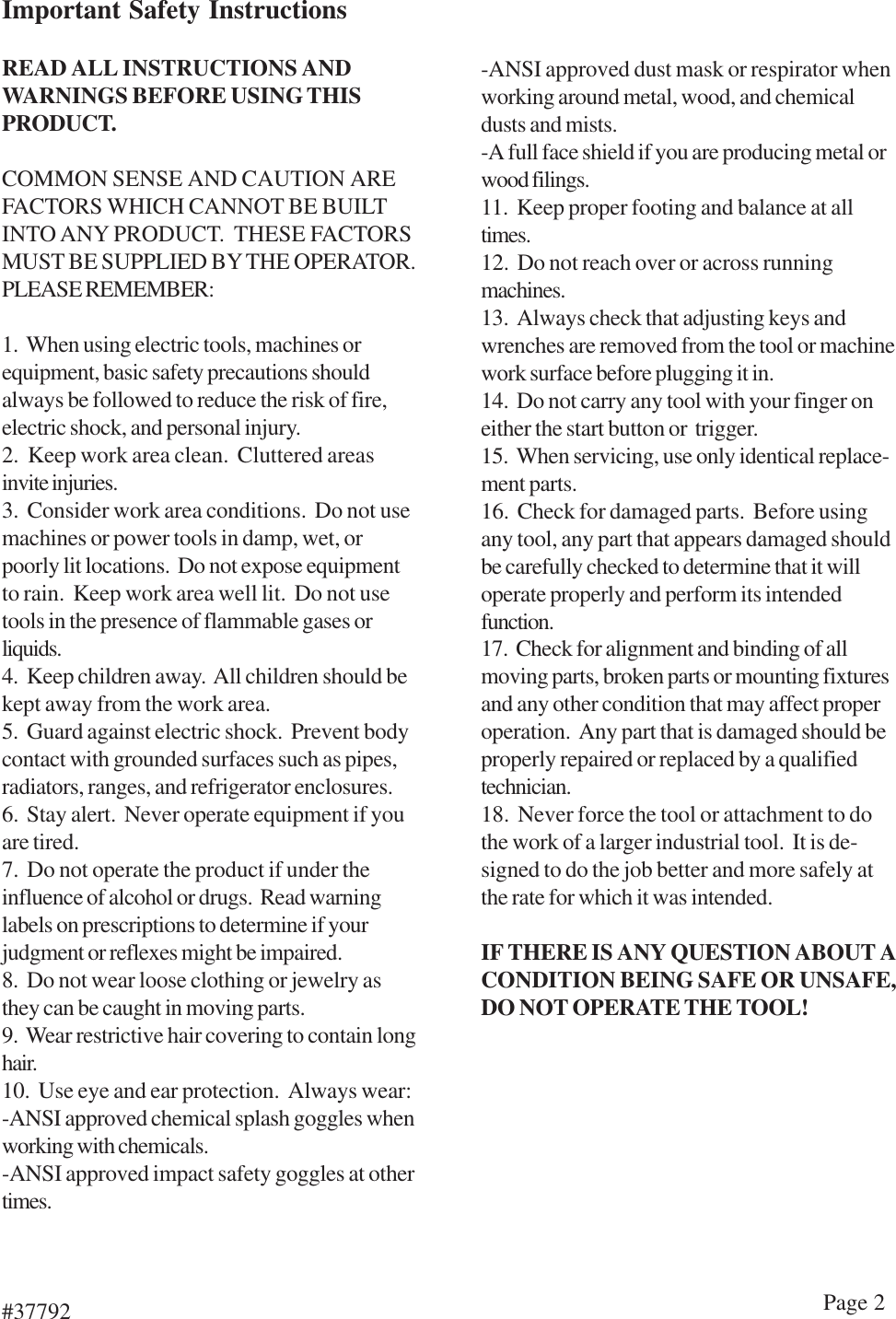 Page 2 of 6 - Harbor-Freight Harbor-Freight-37792-Users-Manual- 37792 Trailer Jack Manual  Harbor-freight-37792-users-manual