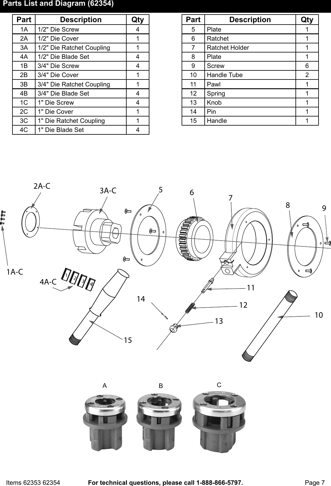 Page 7 of 8 - Harbor-Freight Harbor-Freight-3-8-In -2-In-Ratcheting-Pipe-Threader-Set-Product-Manual-  Harbor-freight-3-8-in---2-in-ratcheting-pipe-threader-set-product-manual