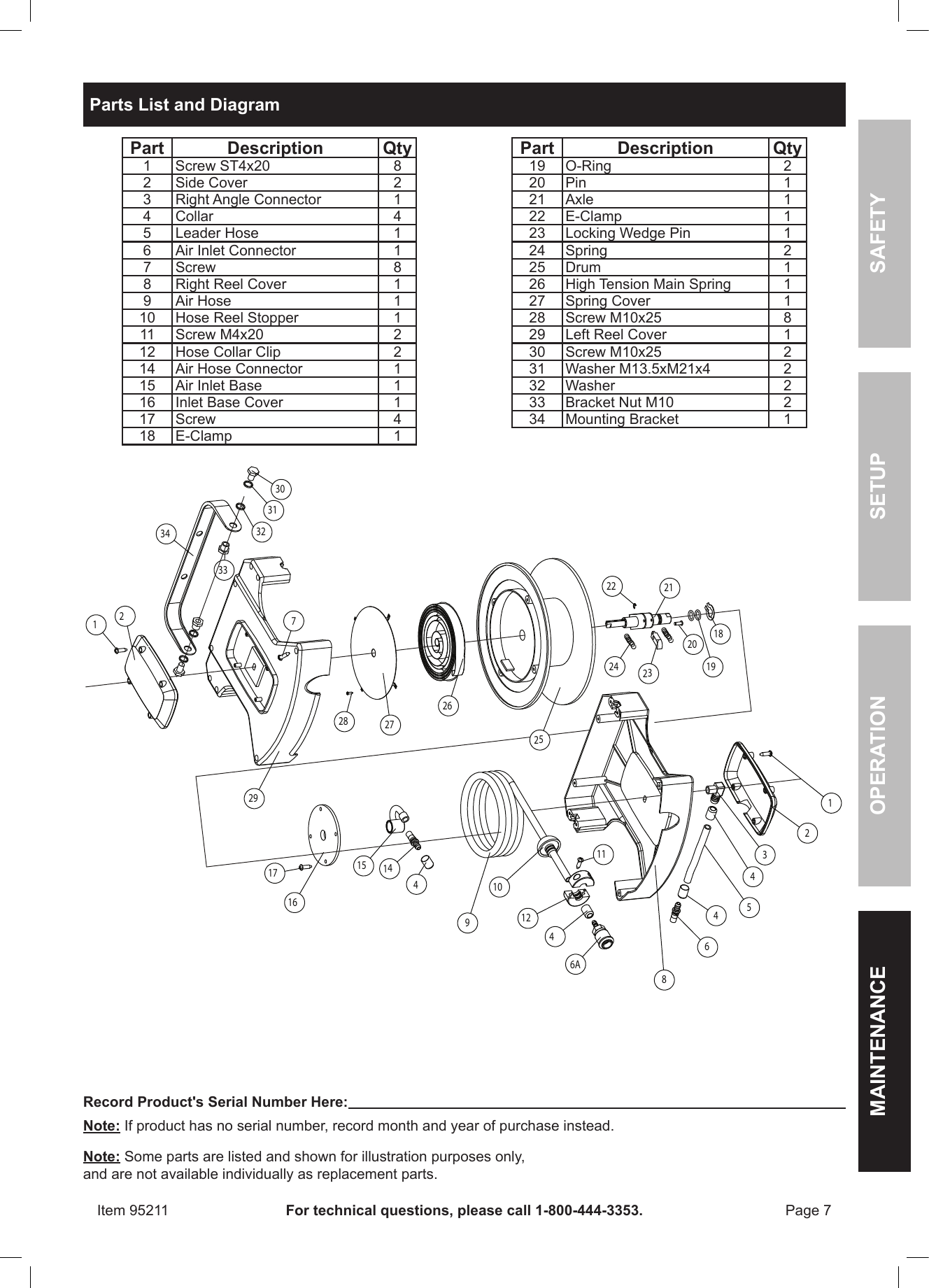 Page 7 of 8 - Harbor-Freight Harbor-Freight-3-8-In-X-20-Ft-Enclosed-Retractable-Air-Hose-Reel-Product-Manual-  Harbor-freight-3-8-in-x-20-ft-enclosed-retractable-air-hose-reel-product-manual