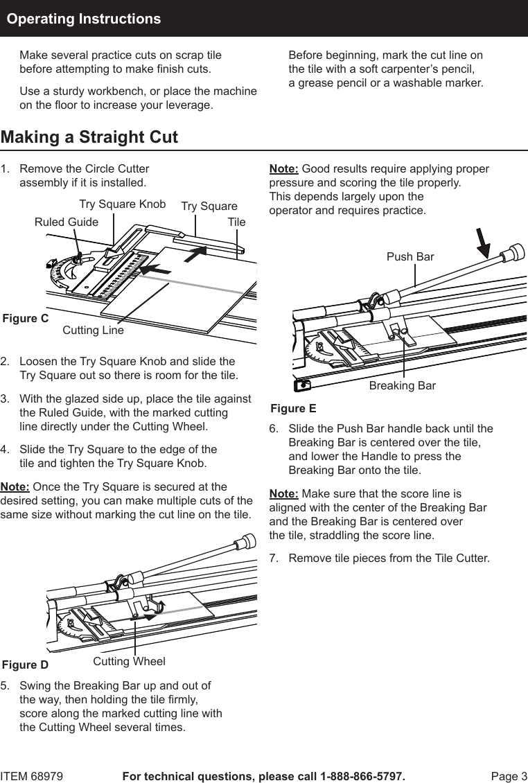 Page 3 of 8 - Harbor-Freight Harbor-Freight-3-In-1-Heavy-Duty-Tile-Cutter-Product-Manual- Harbor-freight-3-in-1-heavy-duty-tile-cutter-product-manual