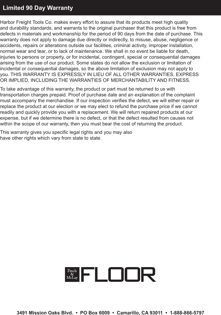 Page 8 of 8 - Harbor-Freight Harbor-Freight-3-In-1-Heavy-Duty-Tile-Cutter-Product-Manual- Harbor-freight-3-in-1-heavy-duty-tile-cutter-product-manual