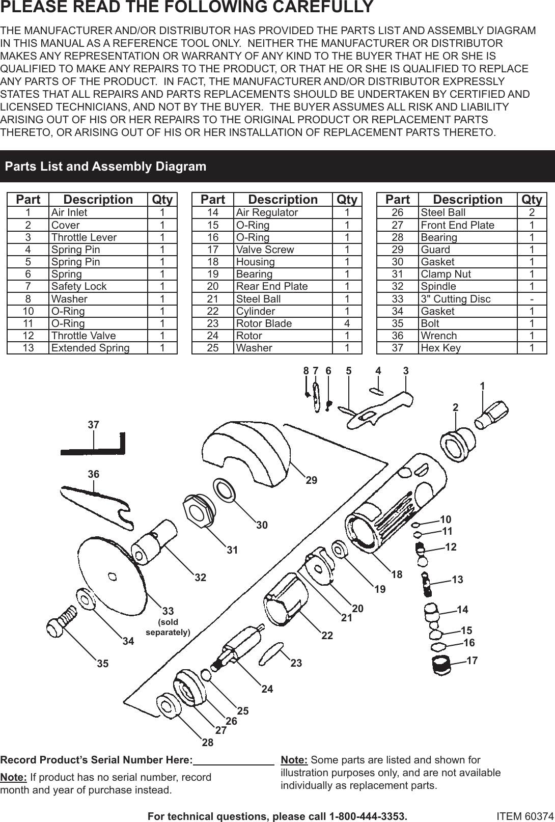 Page 2 of 2 - Harbor-Freight Harbor-Freight-3-In-High-Speed-Air-Cut-Off-Tool-Product-Manual-  Harbor-freight-3-in-high-speed-air-cut-off-tool-product-manual