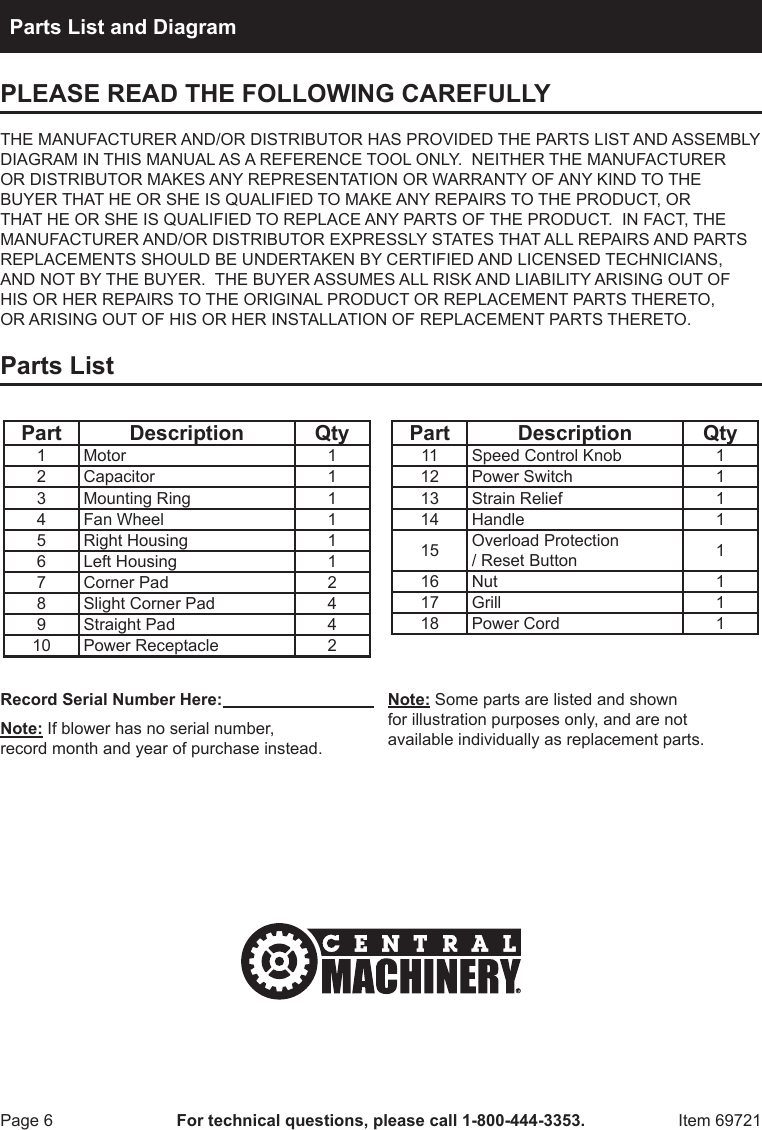 Page 6 of 8 - Harbor-Freight Harbor-Freight-3-Speed-Portable-Blower-Product-Manual- Harbor-freight-3-speed-portable-blower-product-manual