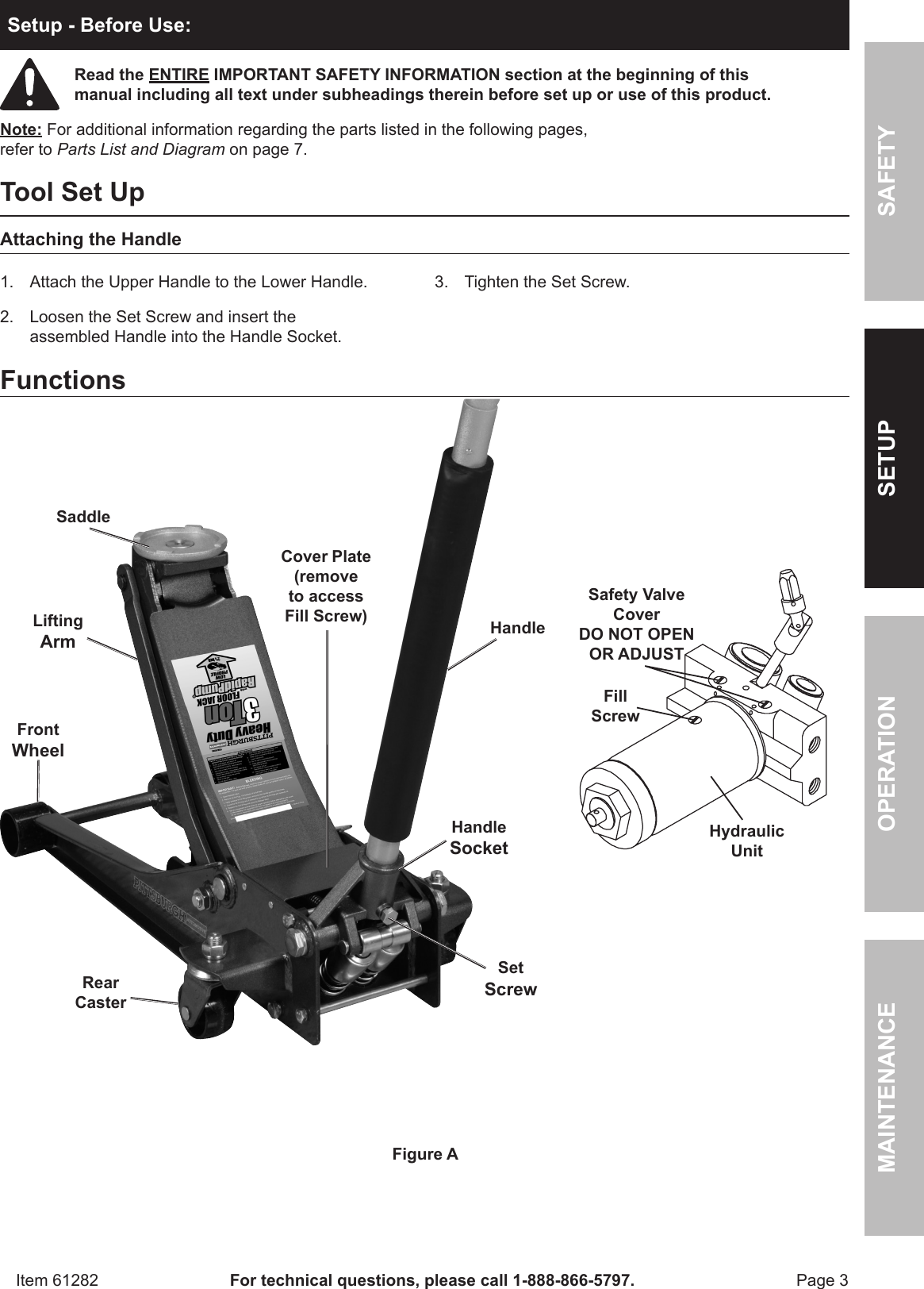 Page 3 of 8 - Harbor-Freight Harbor-Freight-3-Ton-Low-Profile-Steel-Heavy-Duty-Floor-Jack-With-Rapid-Pump-Product-Manual-  Harbor-freight-3-ton-low-profile-steel-heavy-duty-floor-jack-with-rapid-pump-product-manual