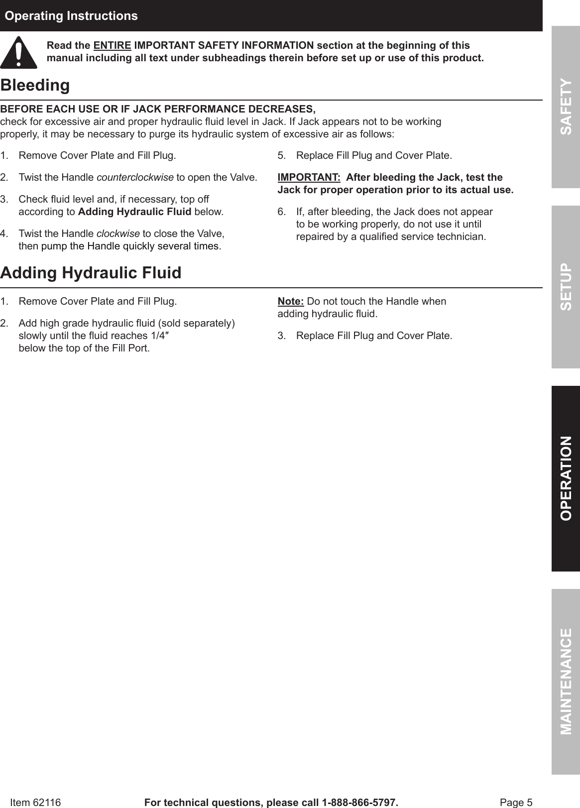 Page 5 of 12 - Harbor-Freight Harbor-Freight-3-Ton-Steel-Heavy-Duty-Floor-Jack-With-Rapid-Pump-Product-Manual-  Harbor-freight-3-ton-steel-heavy-duty-floor-jack-with-rapid-pump-product-manual