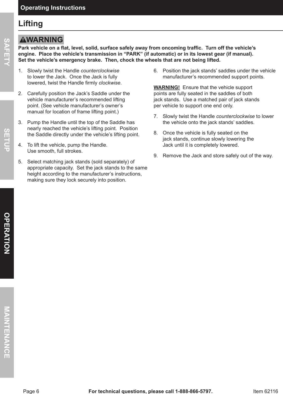 Page 6 of 12 - Harbor-Freight Harbor-Freight-3-Ton-Steel-Heavy-Duty-Floor-Jack-With-Rapid-Pump-Product-Manual-  Harbor-freight-3-ton-steel-heavy-duty-floor-jack-with-rapid-pump-product-manual