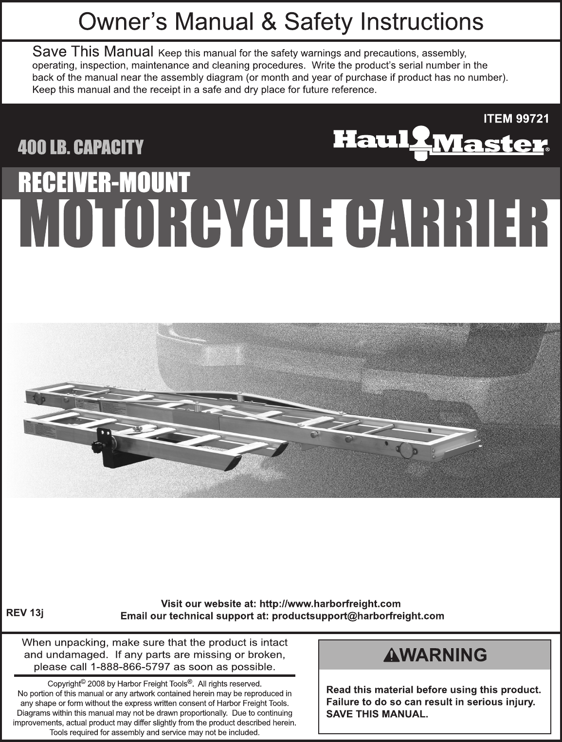 haul master receiver mount motorcycle carrier