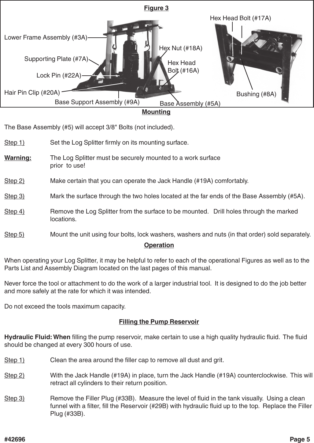 Page 5 of 9 - Harbor-Freight Harbor-Freight-42696-Users-Manual- 42696 Log Splitter  Harbor-freight-42696-users-manual