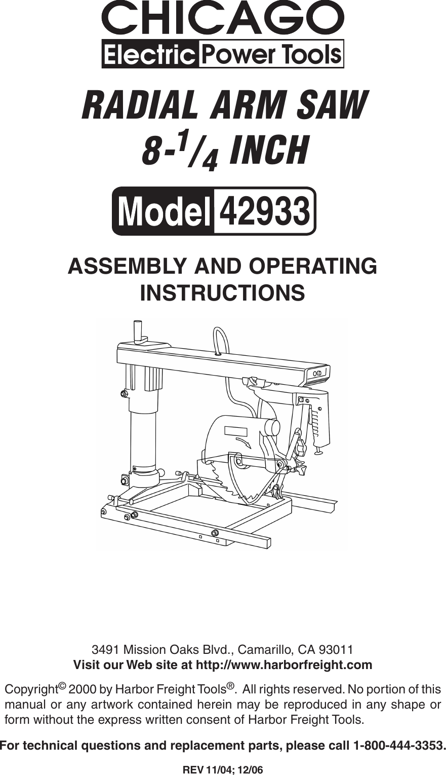 Harbor Freight 42933 Users Manual