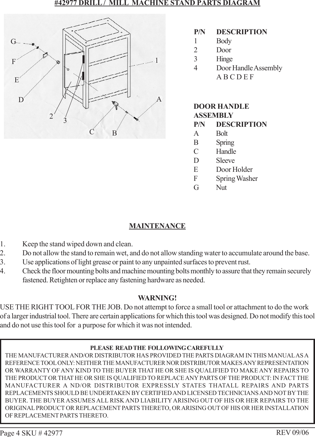 Page 4 of 4 - Harbor-Freight Harbor-Freight-42977-Users-Manual- 42977 Manual  Harbor-freight-42977-users-manual
