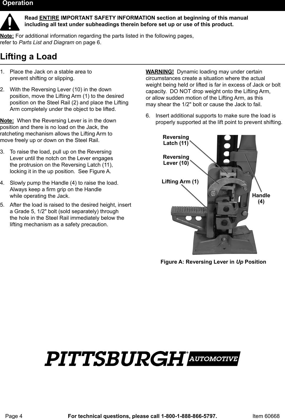 Page 4 of 8 - Harbor-Freight Harbor-Freight-42-In-Off-Road-Farm-Jack-Product-Manual-  Harbor-freight-42-in-off-road-farm-jack-product-manual