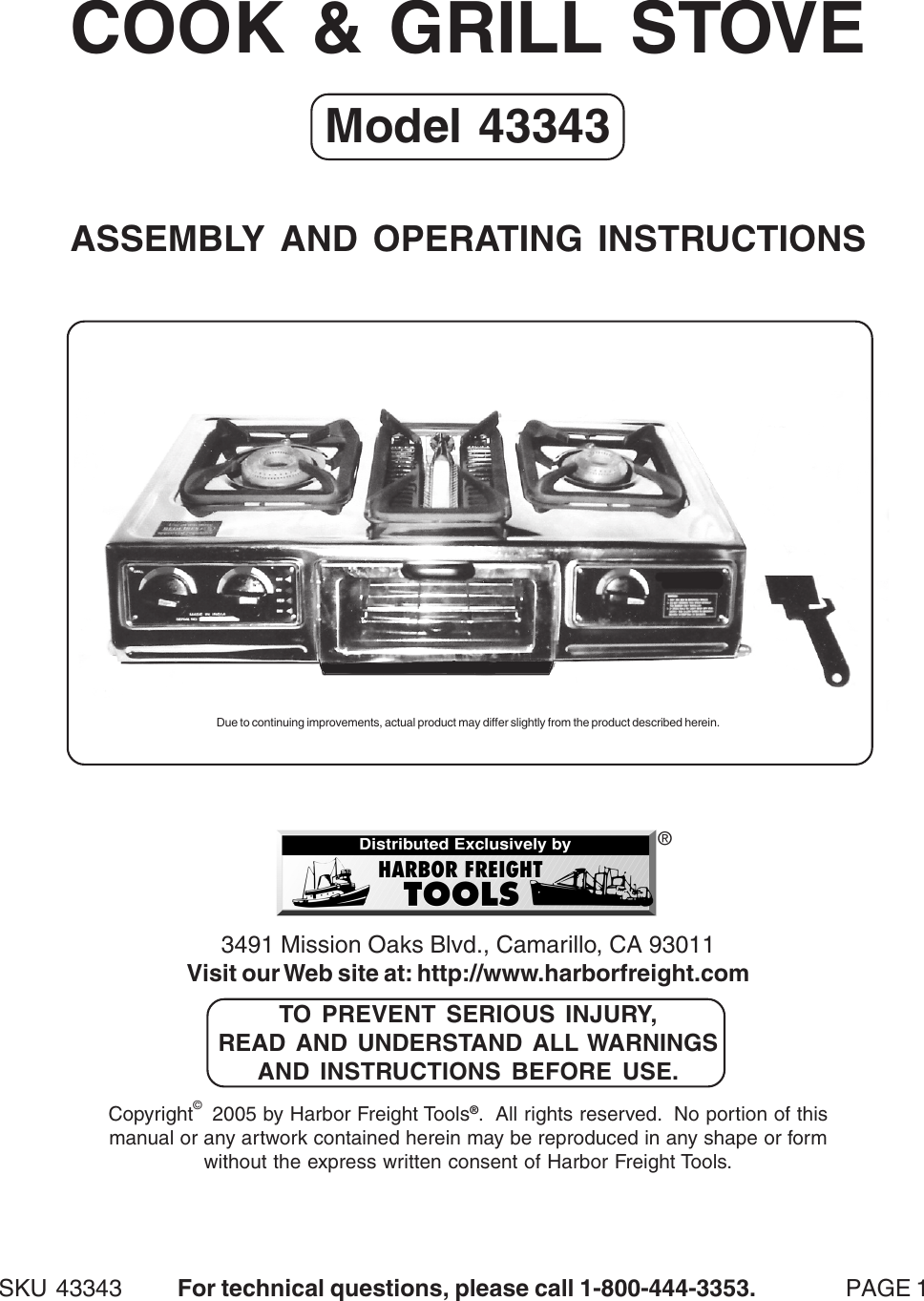 Page 1 of 10 - Harbor-Freight Harbor-Freight-43343-Users-Manual- Ul Manual  Harbor-freight-43343-users-manual