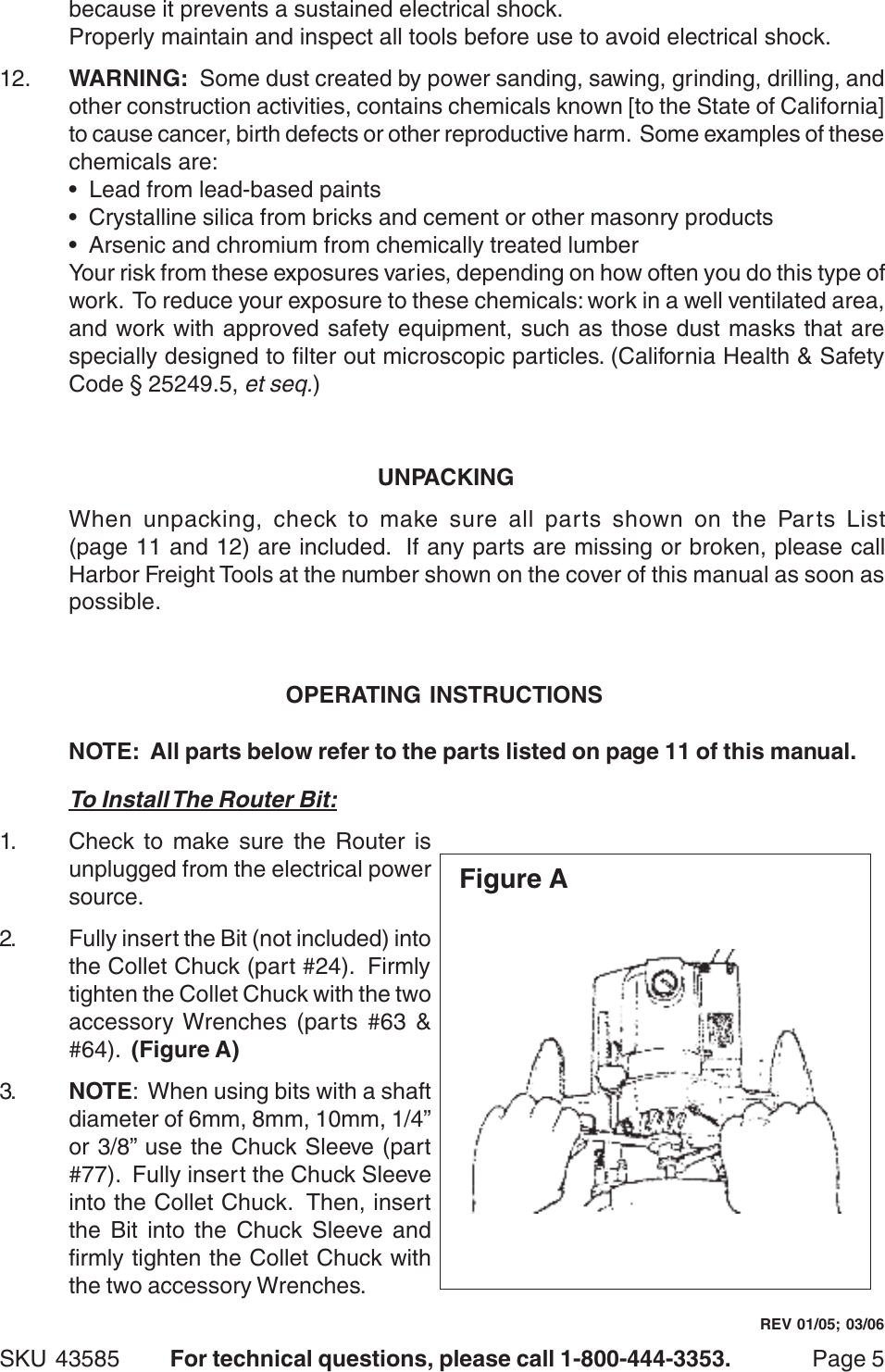 Page 5 of 12 - Harbor-Freight Harbor-Freight-43585-Users-Manual- 43585 Router Manual  Harbor-freight-43585-users-manual