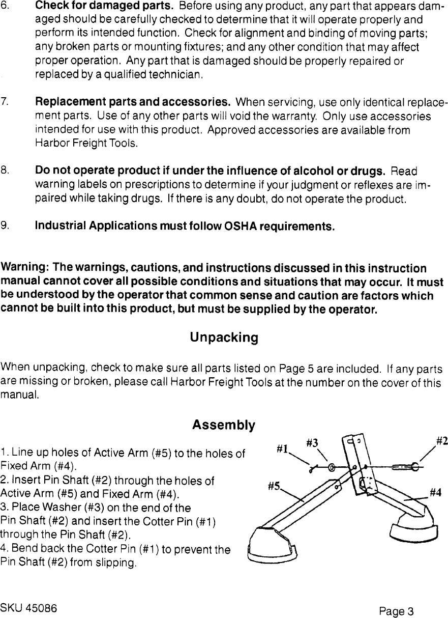 Page 3 of 5 - Harbor-Freight Harbor-Freight-45086-Users-Manual-  Harbor-freight-45086-users-manual