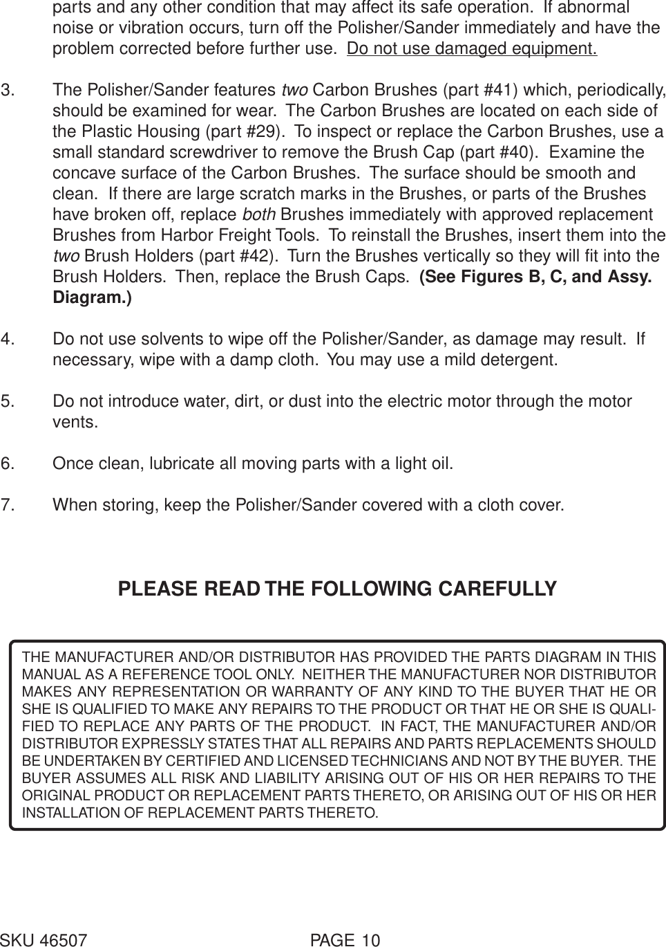 Page 10 of 12 - Harbor-Freight Harbor-Freight-46507-Users-Manual- 46507 Manual  Harbor-freight-46507-users-manual