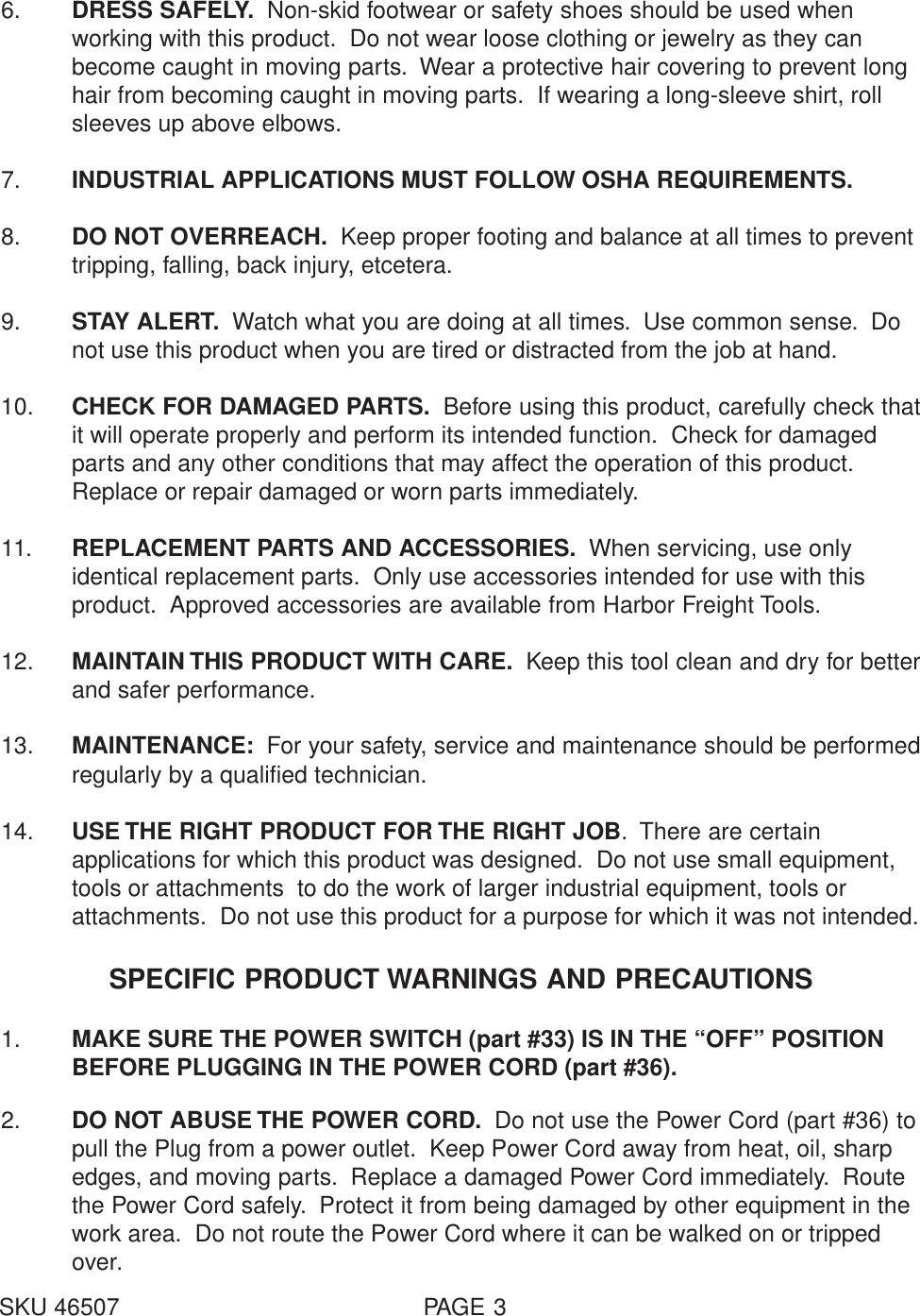 Page 3 of 12 - Harbor-Freight Harbor-Freight-46507-Users-Manual- 46507 Manual  Harbor-freight-46507-users-manual