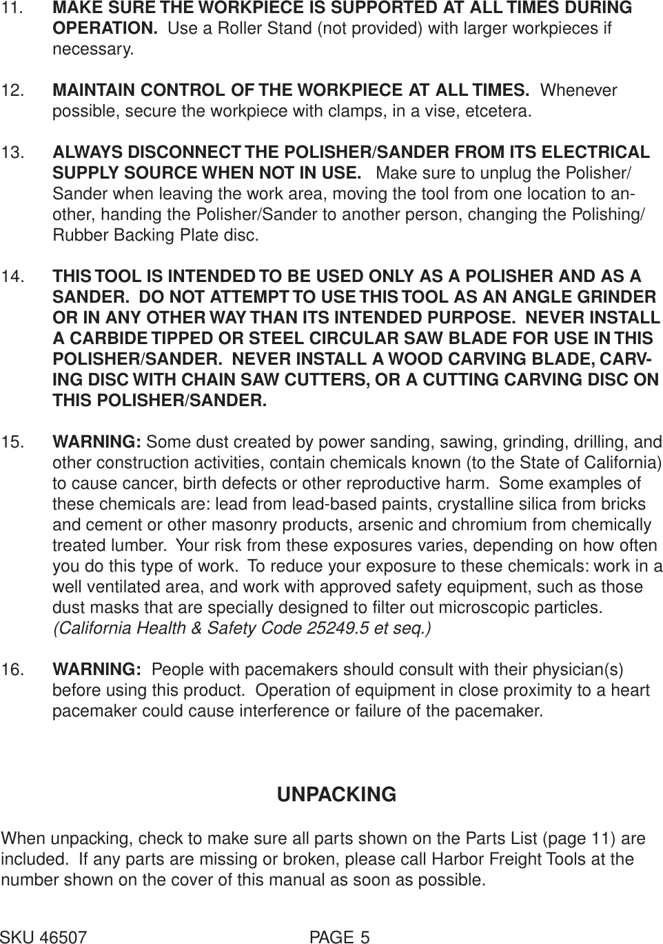 Page 5 of 12 - Harbor-Freight Harbor-Freight-46507-Users-Manual- 46507 Manual  Harbor-freight-46507-users-manual
