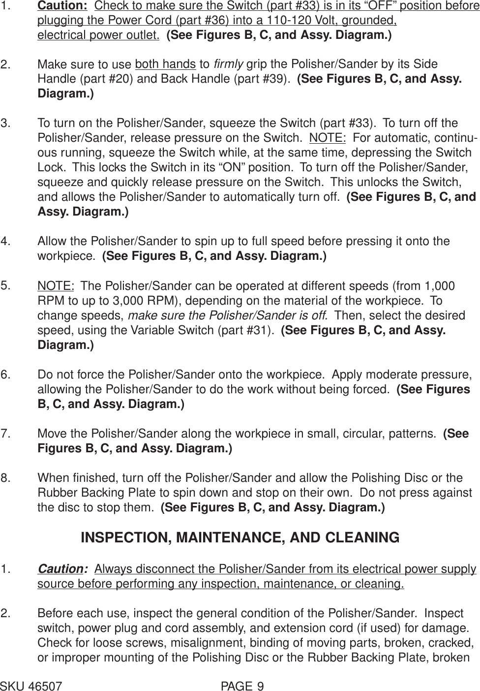 Page 9 of 12 - Harbor-Freight Harbor-Freight-46507-Users-Manual- 46507 Manual  Harbor-freight-46507-users-manual