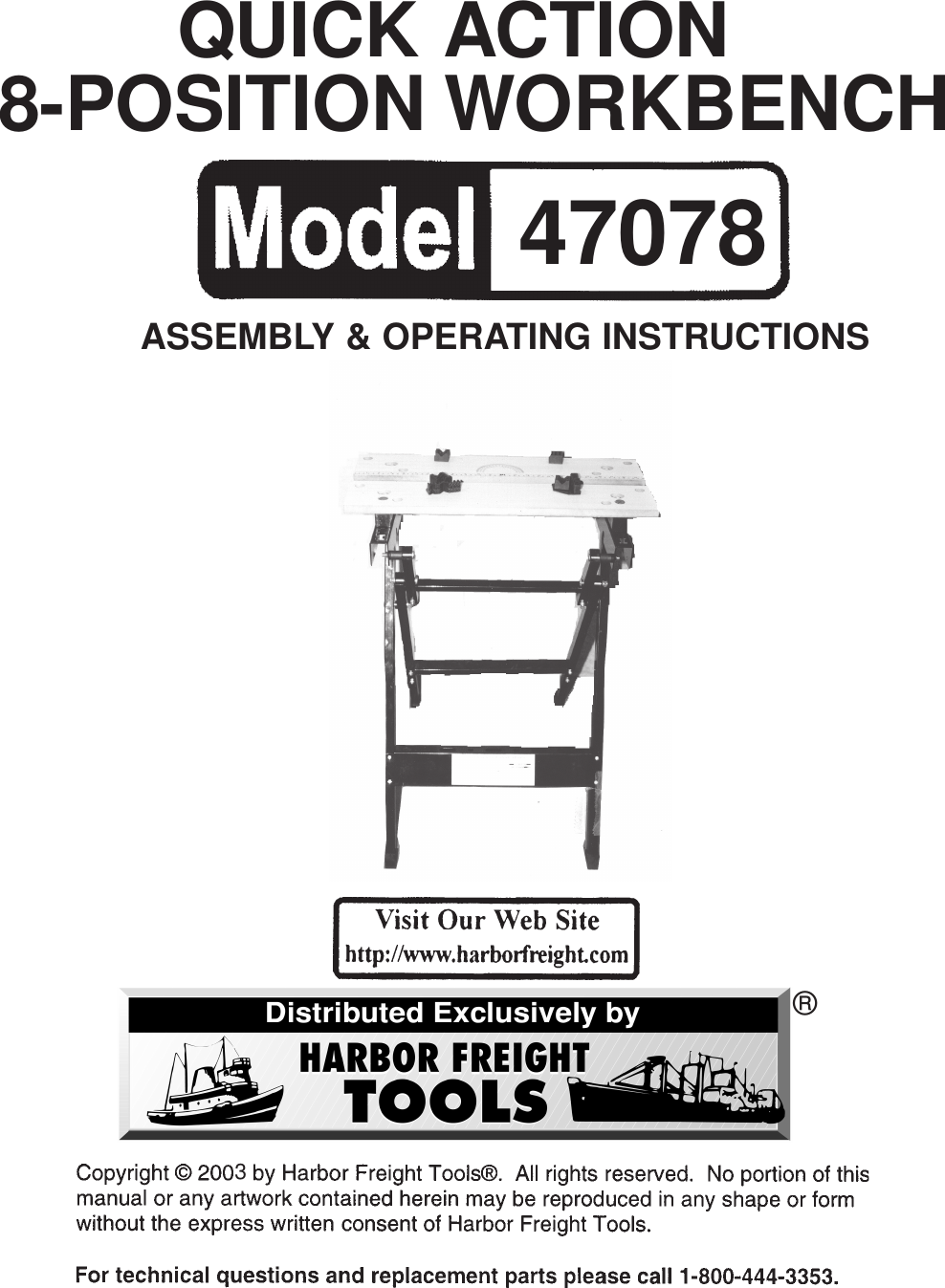 Page 1 of 7 - Harbor-Freight Harbor-Freight-47078-Users-Manual- 47078 Workbench Manual  Harbor-freight-47078-users-manual