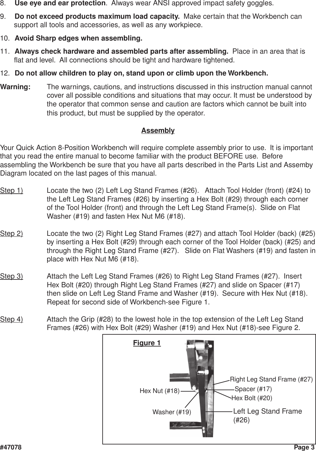 Page 3 of 7 - Harbor-Freight Harbor-Freight-47078-Users-Manual- 47078 Workbench Manual  Harbor-freight-47078-users-manual