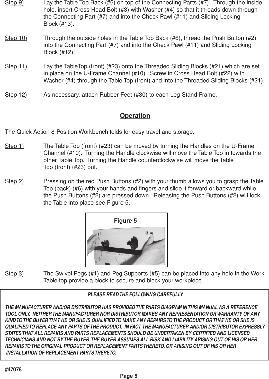 Page 5 of 7 - Harbor-Freight Harbor-Freight-47078-Users-Manual- 47078 Workbench Manual  Harbor-freight-47078-users-manual