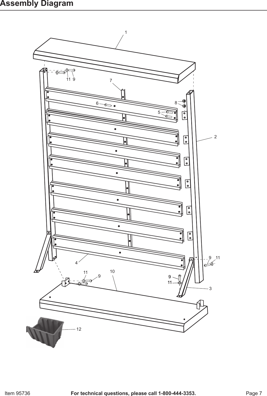 Page 7 of 8 - Harbor-Freight Harbor-Freight-47-Bin-Floor-Mount-Parts-Rack-Product-Manual-  Harbor-freight-47-bin-floor-mount-parts-rack-product-manual