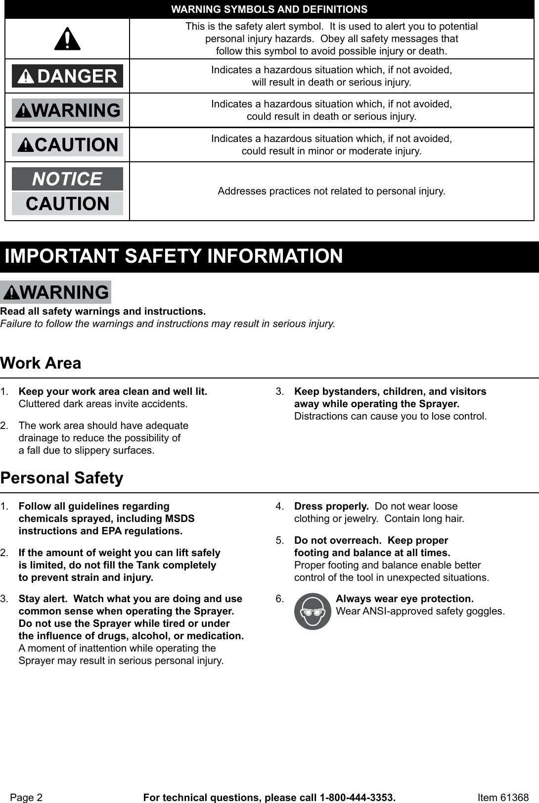 Page 2 of 12 - Harbor-Freight Harbor-Freight-4-Gal-Backpack-Sprayer-Product-Manual-  Harbor-freight-4-gal-backpack-sprayer-product-manual