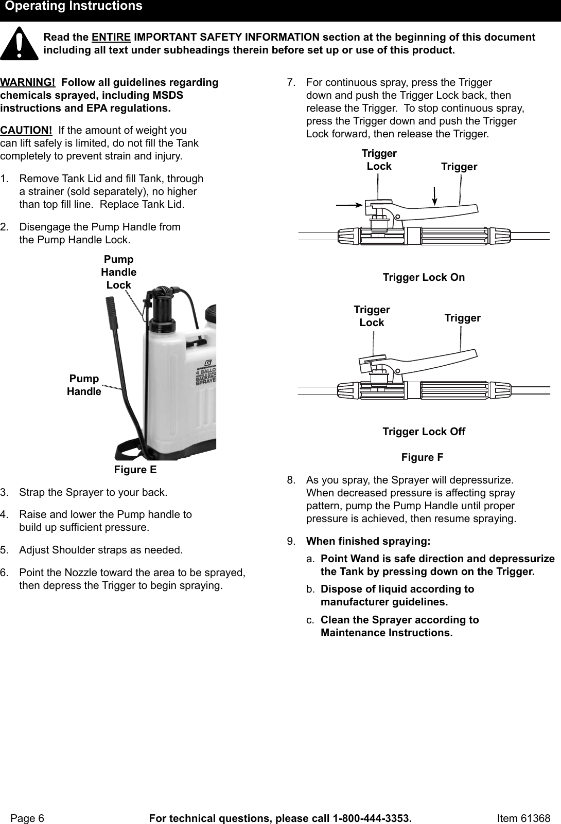 Page 6 of 12 - Harbor-Freight Harbor-Freight-4-Gal-Backpack-Sprayer-Product-Manual-  Harbor-freight-4-gal-backpack-sprayer-product-manual