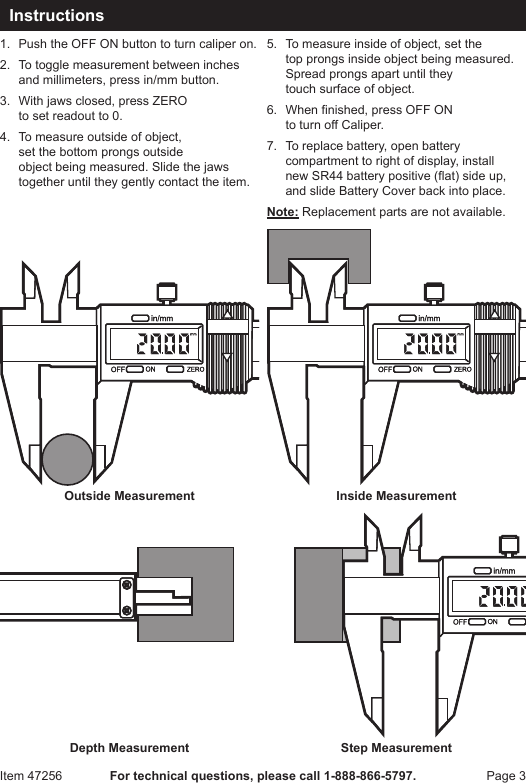 Page 3 of 4 - Harbor-Freight Harbor-Freight-4-In-Digital-Caliper-Product-Manual-  Harbor-freight-4-in-digital-caliper-product-manual