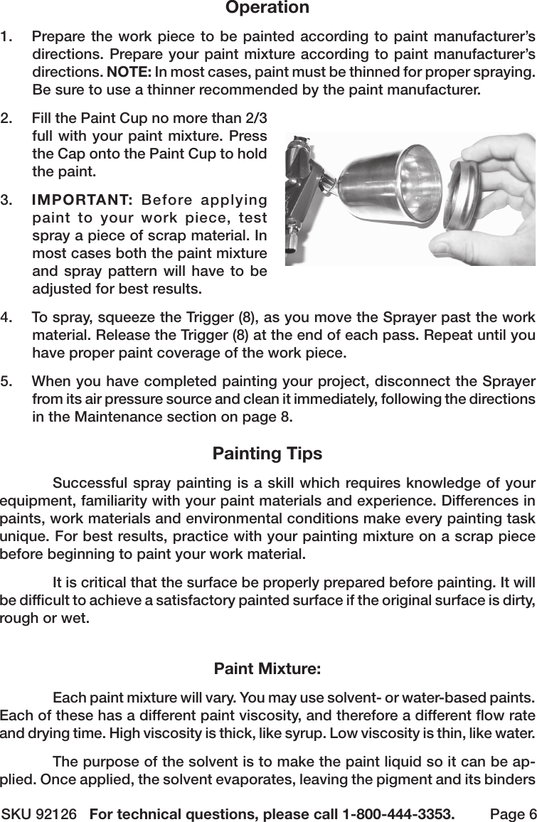 Page 6 of 12 - Harbor-Freight Harbor-Freight-4-Oz-Adjustable-Detail-Air-Spray-Gun-Product-Manual-  Harbor-freight-4-oz-adjustable-detail-air-spray-gun-product-manual